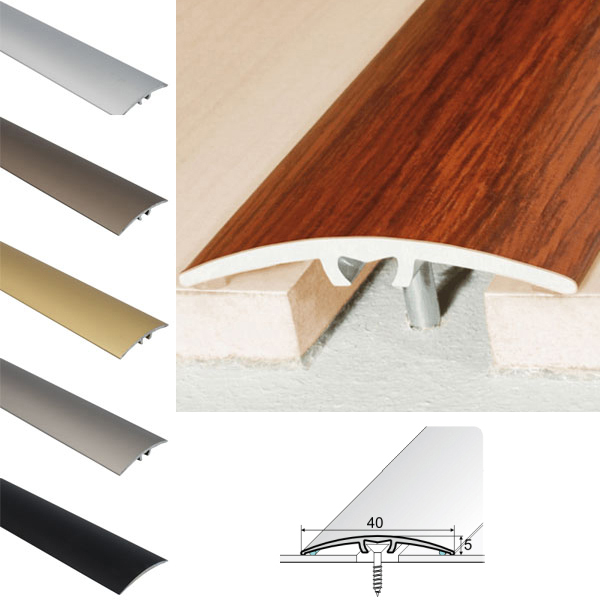 40mm Anodised Aluminium Door Threshold for connecting wooden, laminate, carpet, vinyl or tiled floors - Floor Safety Store