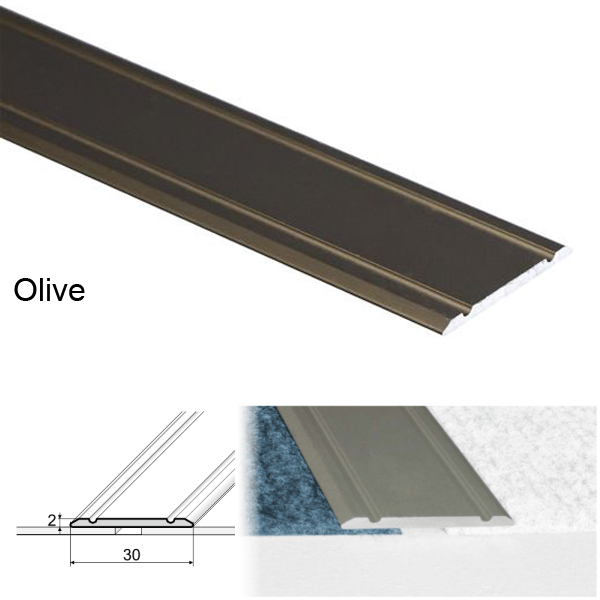 Aluminium Flat Door Threshold Screw fix For Wooden, Laminate, Carpet Vinyl Flooring - Floor Safety Store