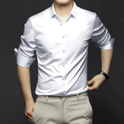 Buy Now Satin (Shining) Party Wear White Shirt Profile Picture