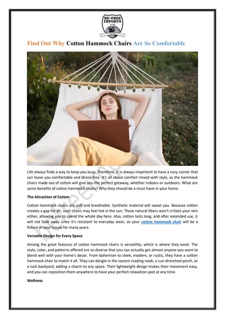 Find Out Why Cotton Hammock Chairs Are So Comfortable | PDF