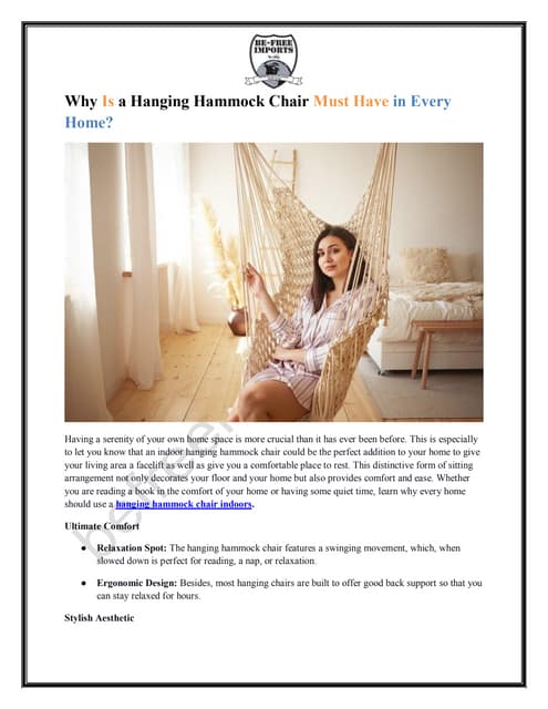 Why Is a Hanging Hammock Chair Must Have in Every Home? | PDF