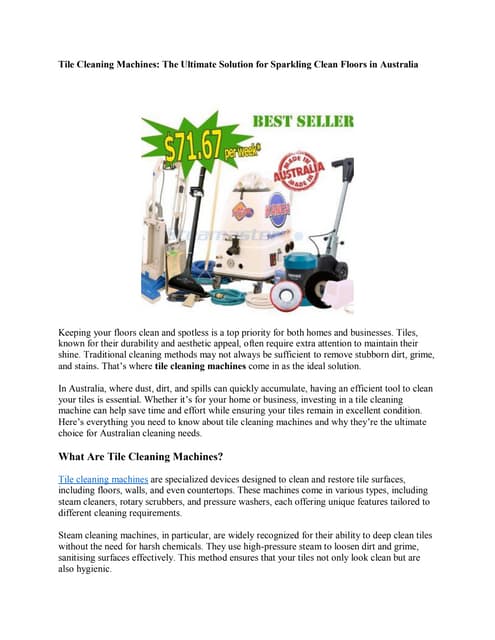 Tile Cleaning MachinesThe Ultimate Solution for Sparkling Clean Floors in Australia.pdf