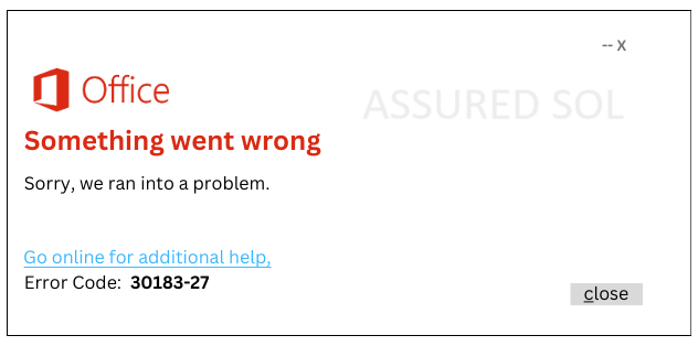 Fix: Microsoft Installation Error Code 30183-27