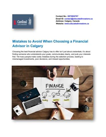 Mistakes to Avoid When Choosing a Financial Advisor in Calgary