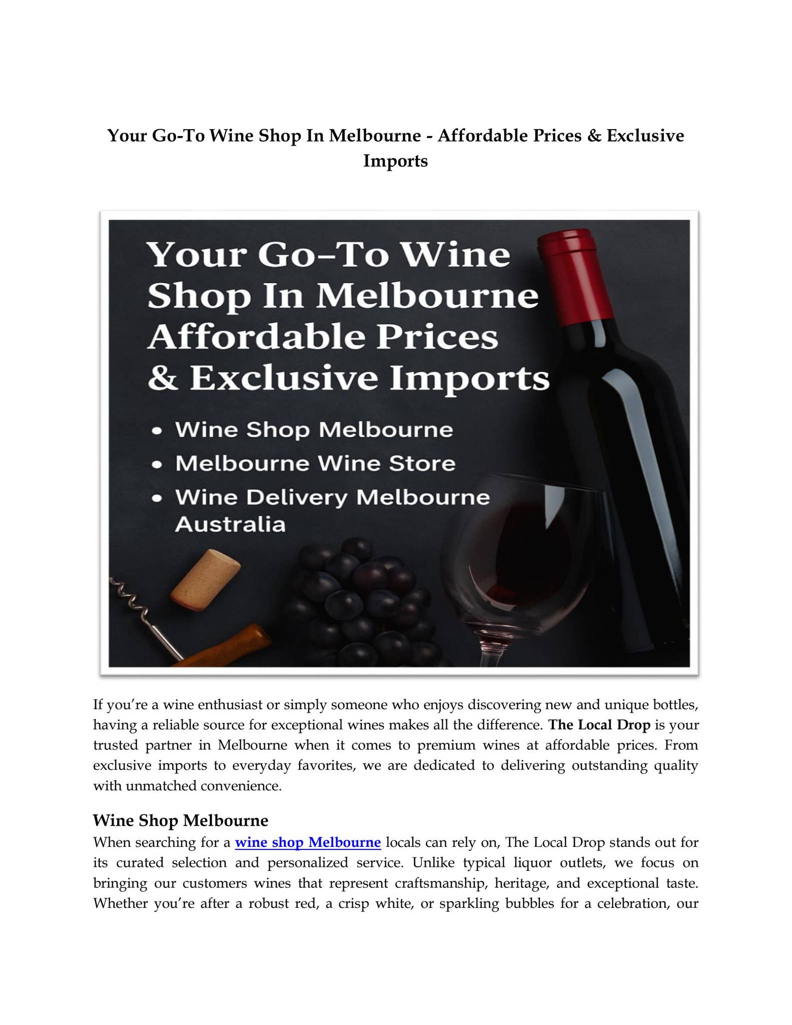 Your Go-To Wine Shop In Melbourne - Affordable Prices & Exclusive Imports