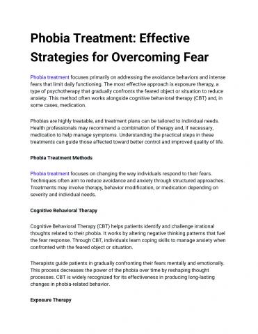 Phobia Treatment_ Effective Strategies for Overcoming Fear