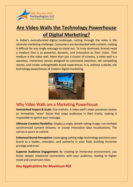 Are Video Walls the Technology Powerhouse of Digital Marketing? | PDF
