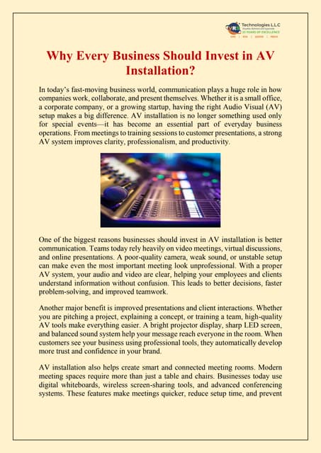 Why Every Business Should Invest in AV Installation? | PDF