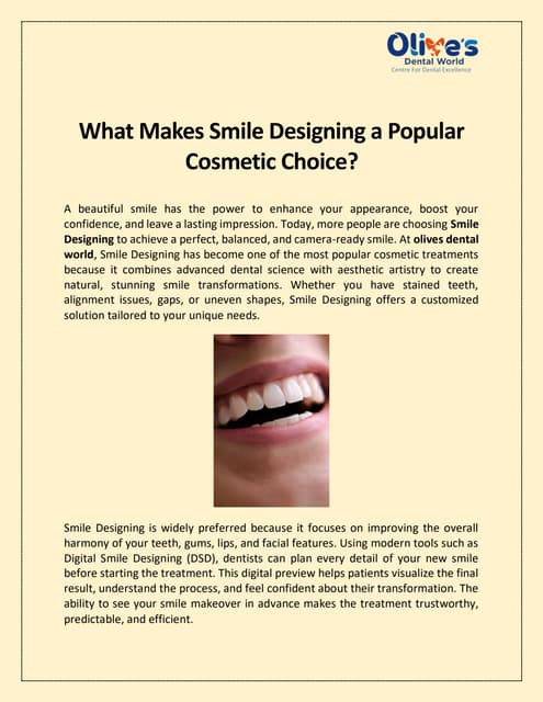 What Makes Smile Designing a Popular Cosmetic Choice? | PDF