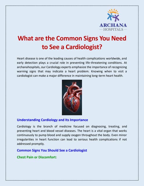 What are the Common Signs You Need to See a Cardiologist? | PDF