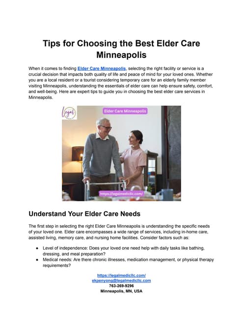 Tips for Choosing the Best Elder Care Minneapolis | PDF