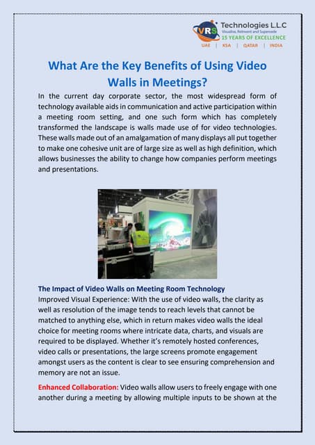 What Are the Key Benefits of Using Video Walls in Meetings? | PDF