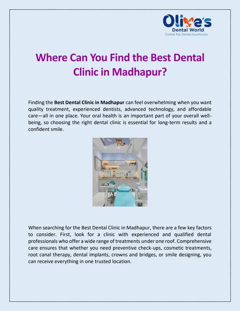 Find the Best Dental Clinic in Madhapur for Quality Care and Advanced Treatments | PDF
