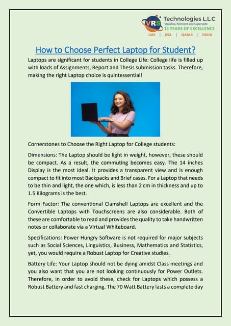 How to Choose Perfect Laptop for Student? | PDF