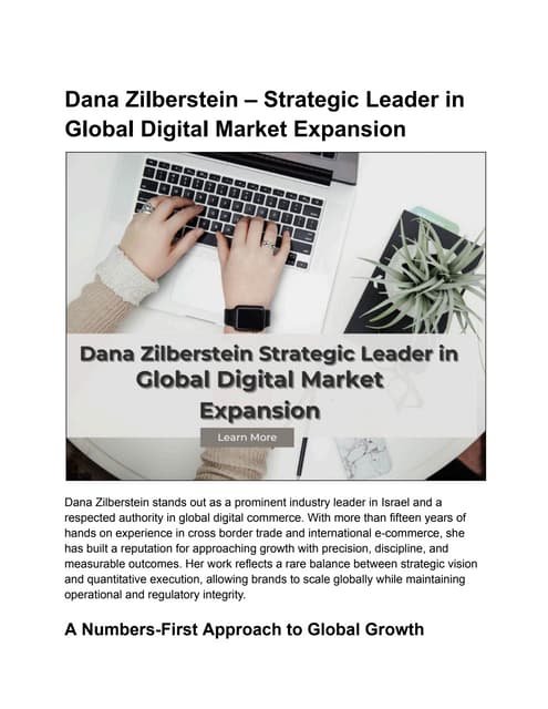 Dana Zilberstein: Driving Scalable Growth in Global Digital Markets | PDF