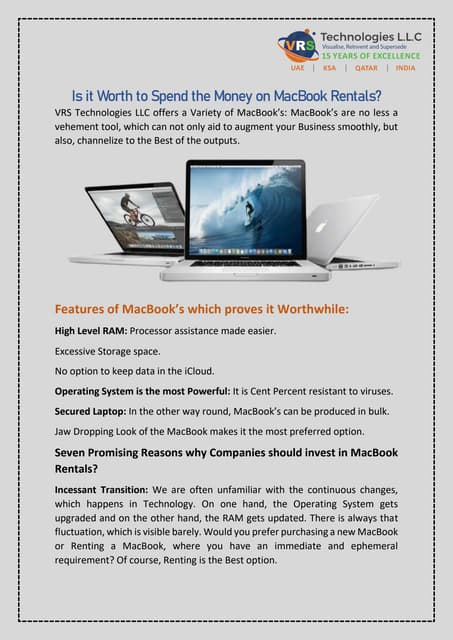 Is it Worth to Spend the Money on MacBook Rentals? | PDF