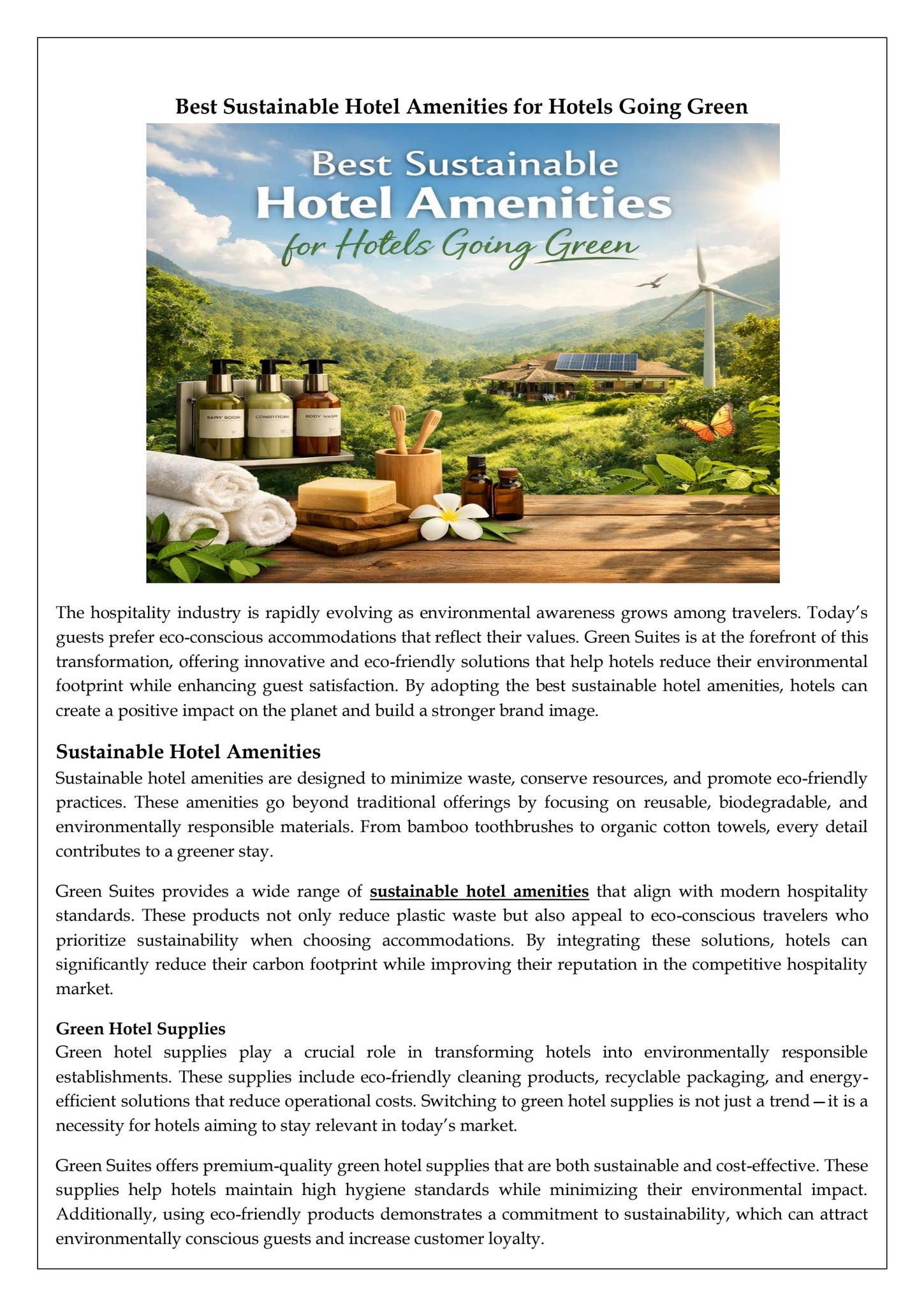 Best Sustainable Hotel Amenities for Hotels Going Green