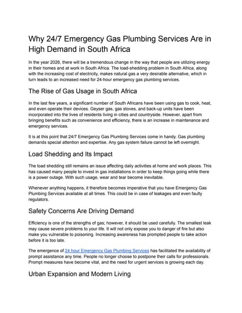 Top 5 Certified Gas and Plumbing Services Near You in South Africa | PDF