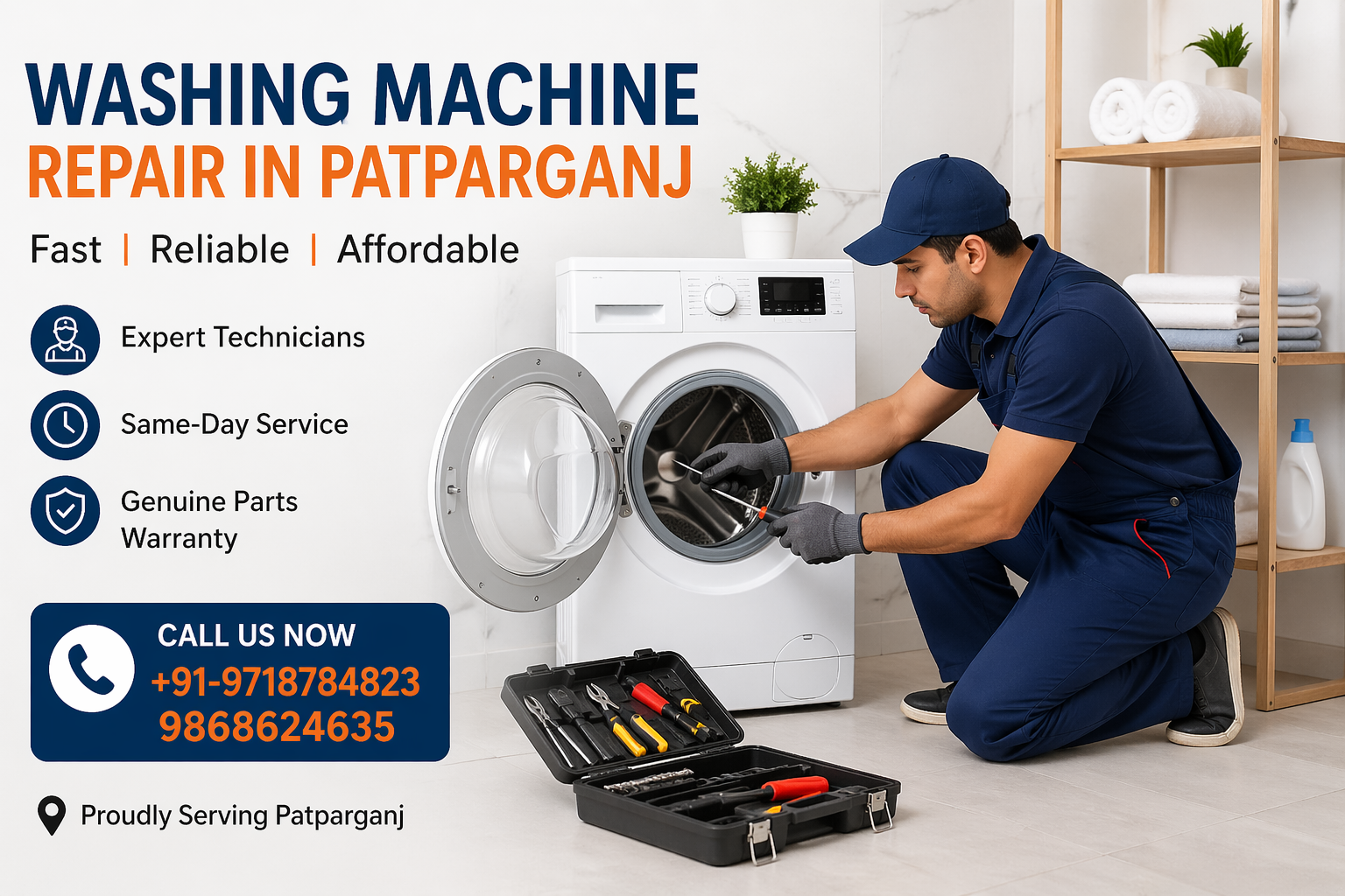Reliable Washing Machine Repair in Patparganj | Expert Service +91-9718784823