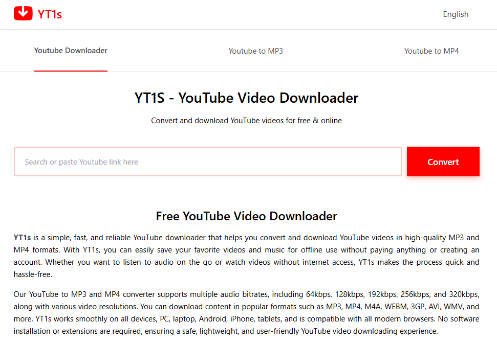 YT1s - YouTube downloader online (1080p, Up to 4K)