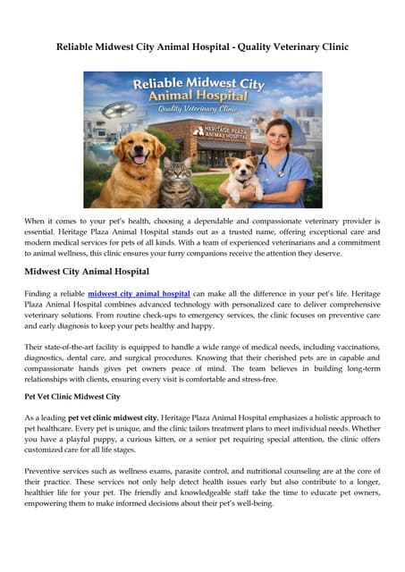 Reliable Midwest City Animal Hospital - Quality Veterinary Clinic