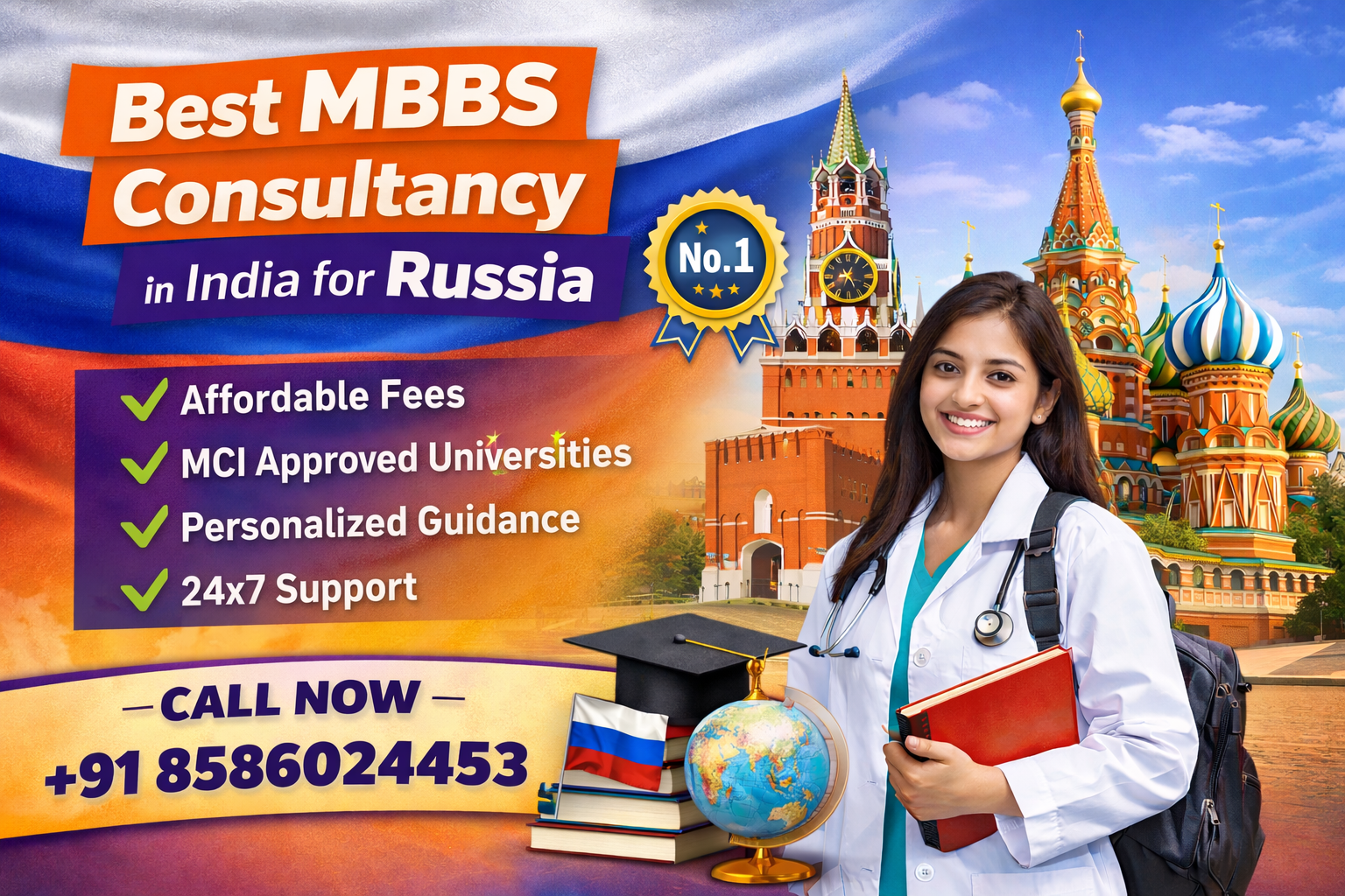 Best MBBS Consultancy in India for Russia | Overseas Education | +91 8586024453