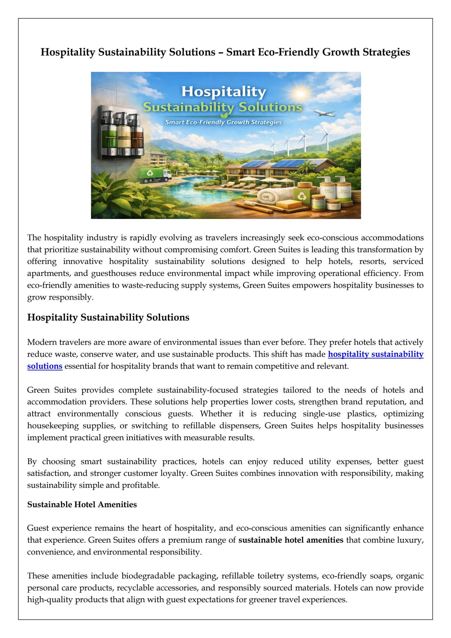Hospitality Sustainability Solutions – Smart Eco-Friendly Growth Strategies