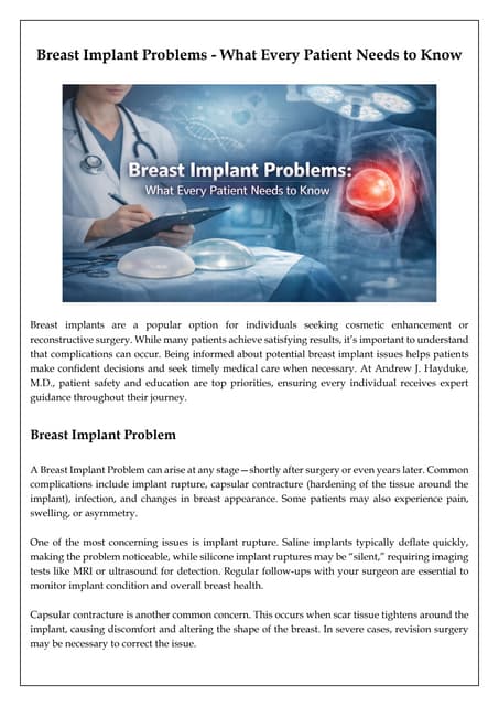 Breast Implant Problems - What Every Patient Needs to Know