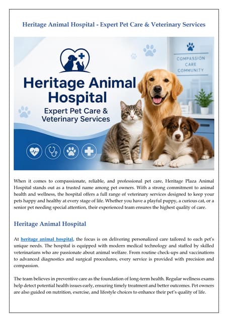 Heritage Animal Hospital - Expert Pet Care & Veterinary Services