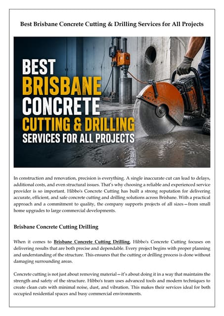Best Brisbane Concrete Cutting & Drilling Services for All Projects