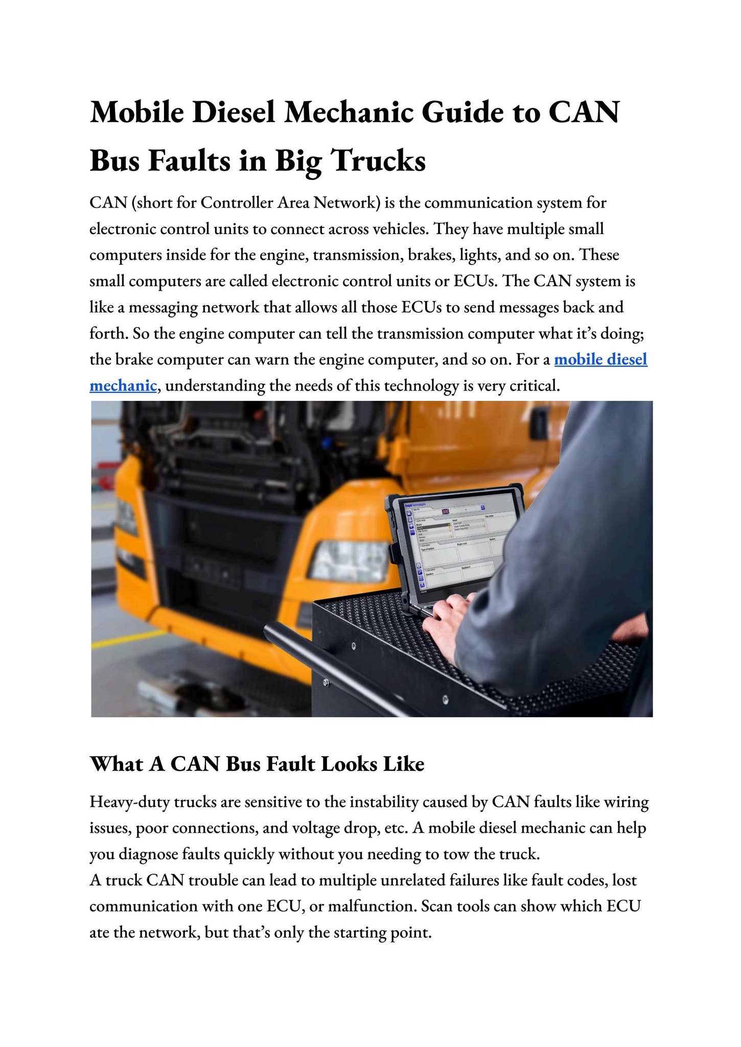 Mobile Diesel Mechanic Guide to CAN Bus Faults in Big Trucks by Mobile Diesel Truck Repair - Issuu