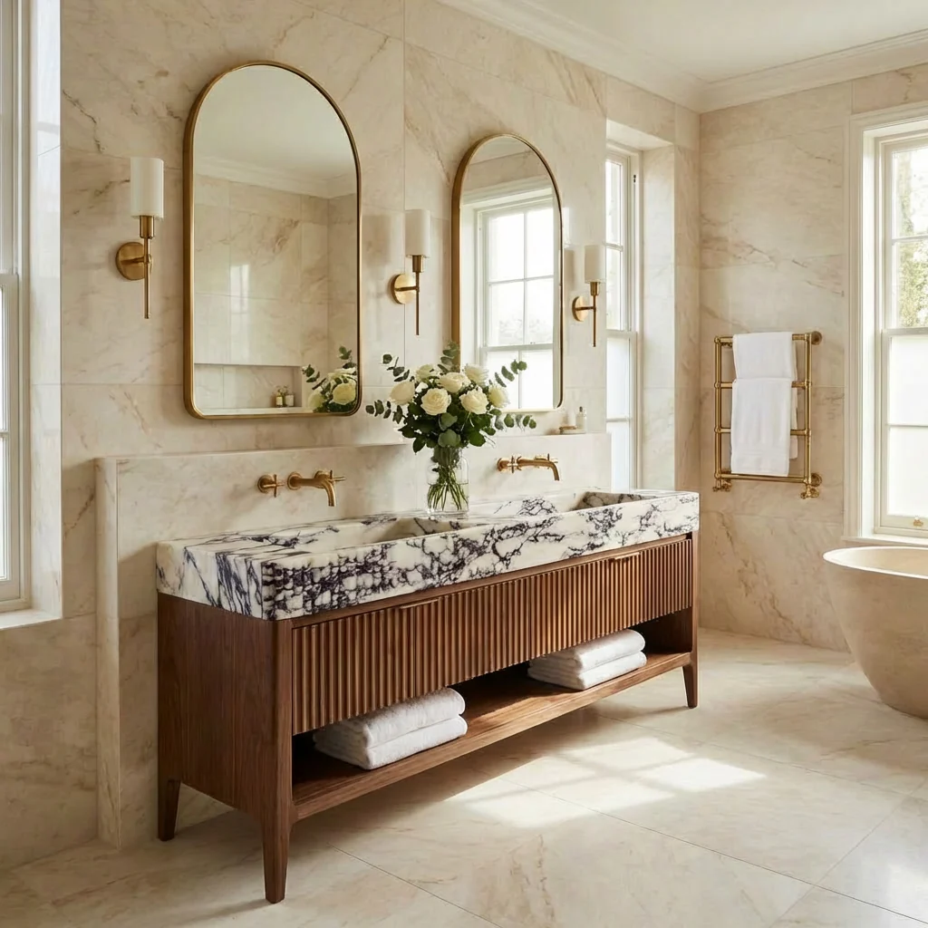 Marble Sink With Wood Vanity | Elegant Bathroom Design Ideas