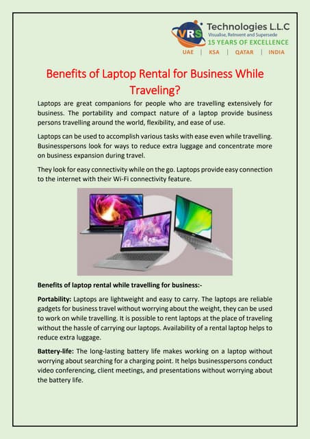 Benefits of Laptop Rental for Business While Traveling? | PDF