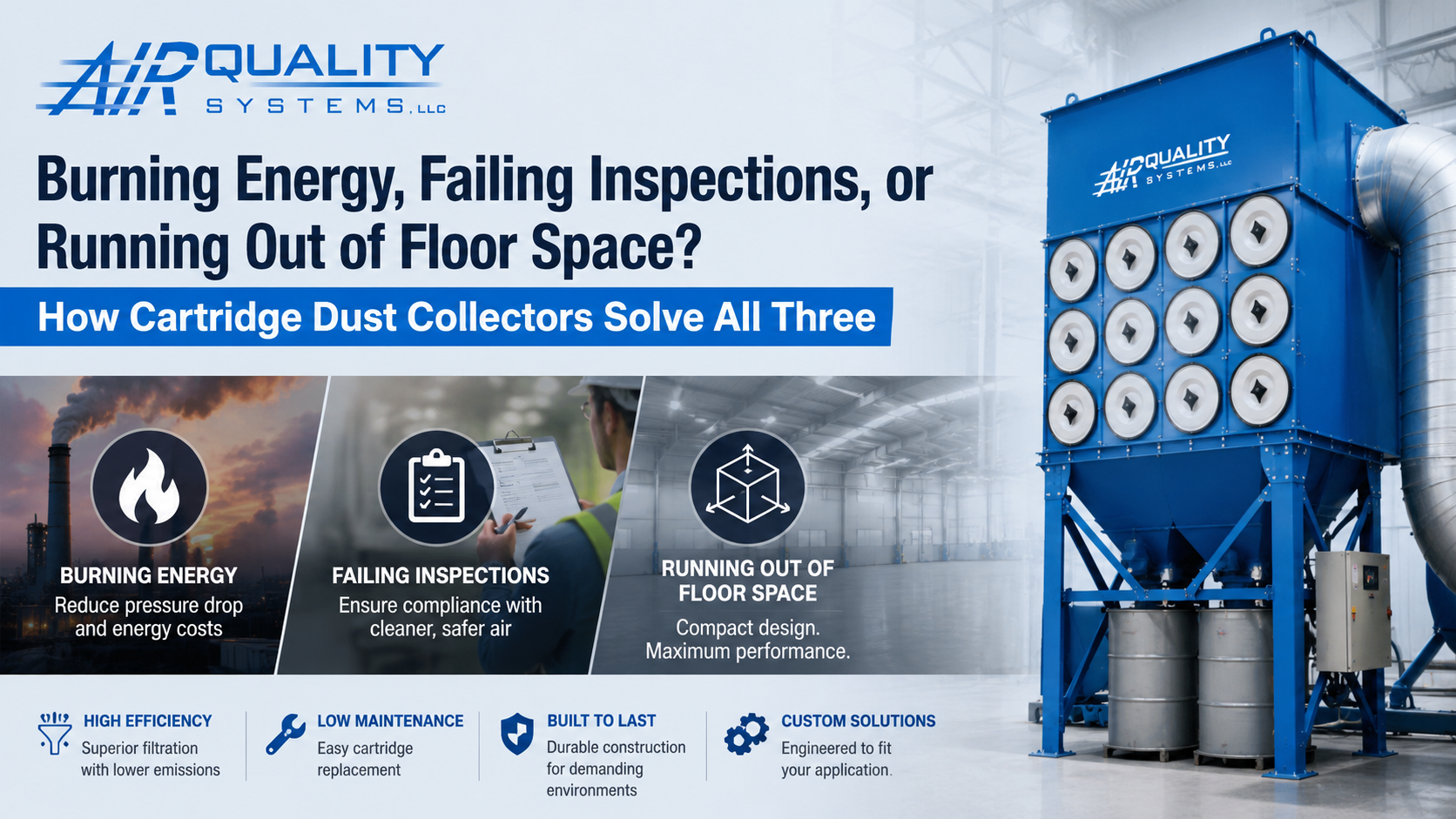 Burning Energy, Failing Inspections, or Running Out of Floor Space? How Cartridge Dust Collectors Solve All Three