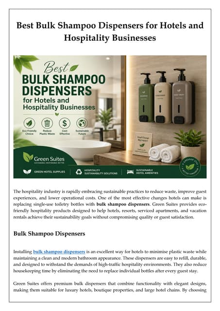 Best Bulk Shampoo Dispensers for Hotels and Hospitality Businesses
