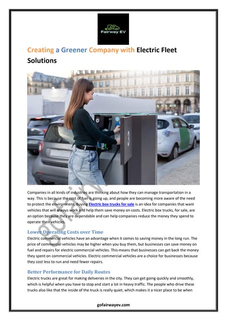 Creating a Greener Company with Electric Fleet Solutions | PDF