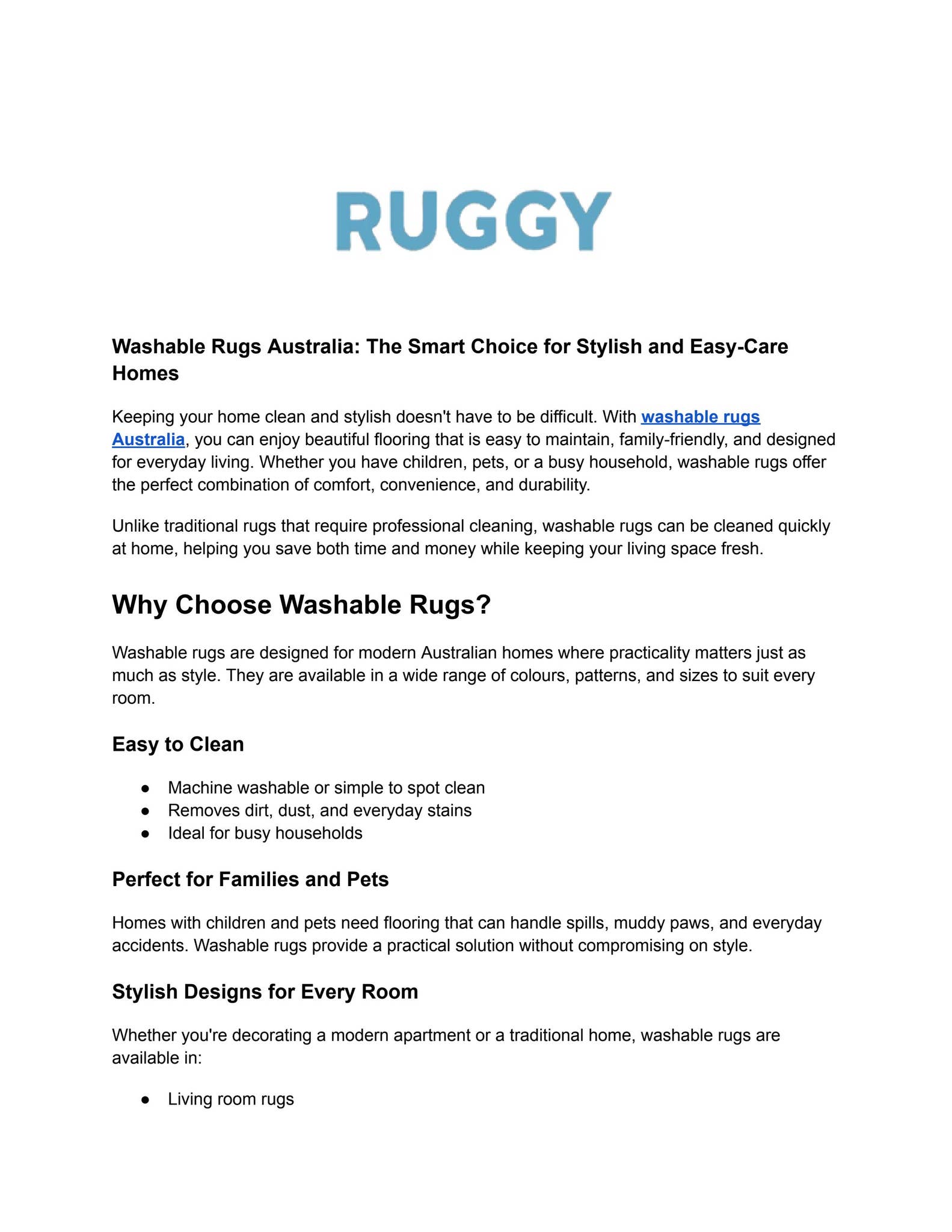 Washable Rugs Australia_ The Smart Choice for Stylish and Easy-Care Homes by ruggy_ - Issuu