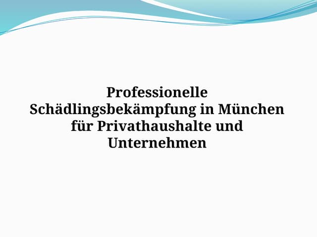 Professionelle Schädlingsbekämpfung in München für Privathaushalte und Unternehmen