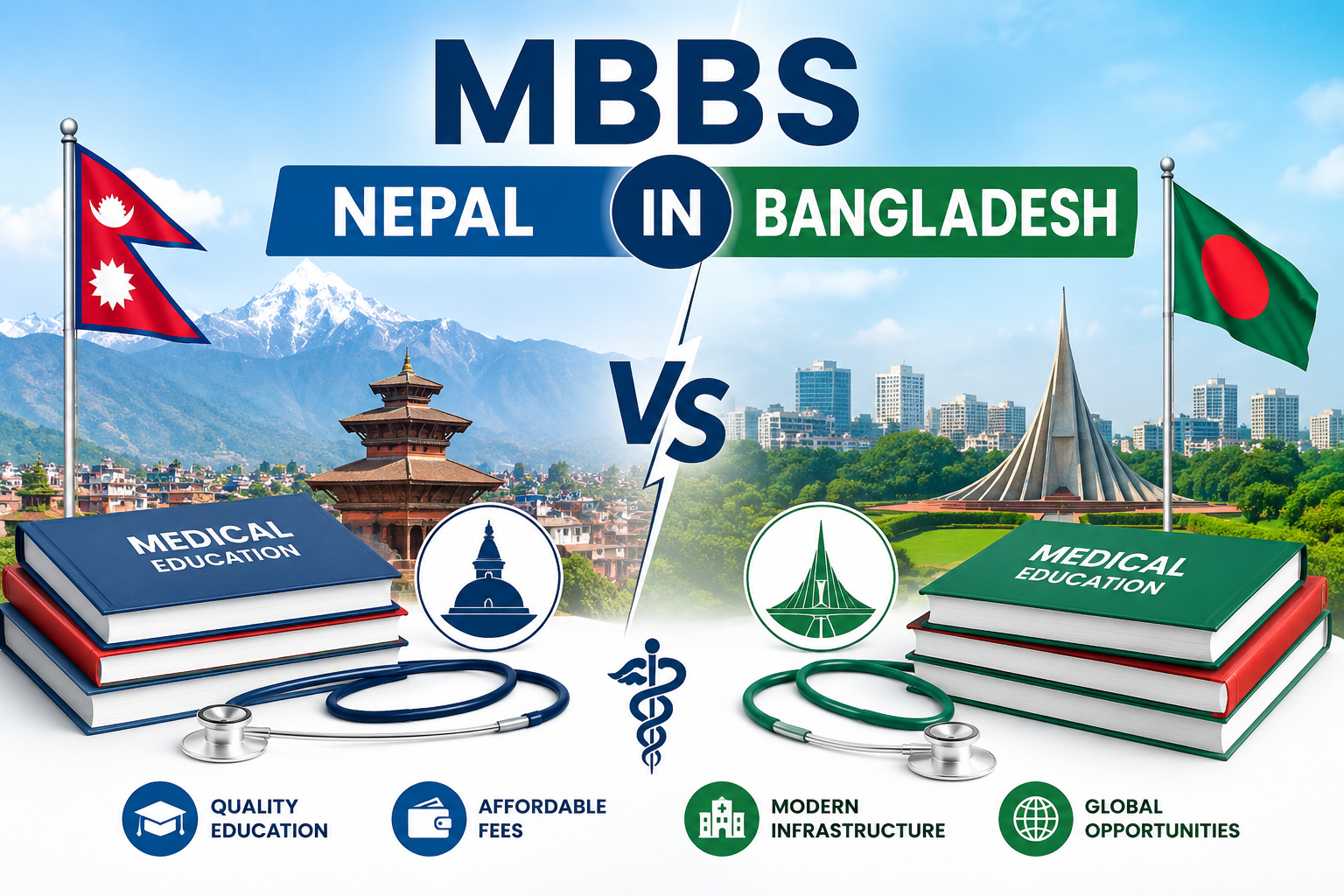 Ultimate Guide to MBBS in Nepal vs Bangladesh – Best Choice for Indian Students | Call +91 8586024453