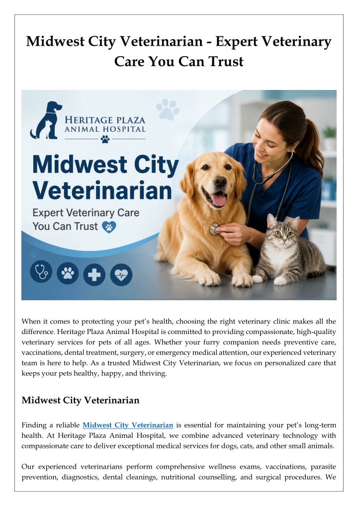 Midwest City Veterinarian - Expert Veterinary Care You Can Trust