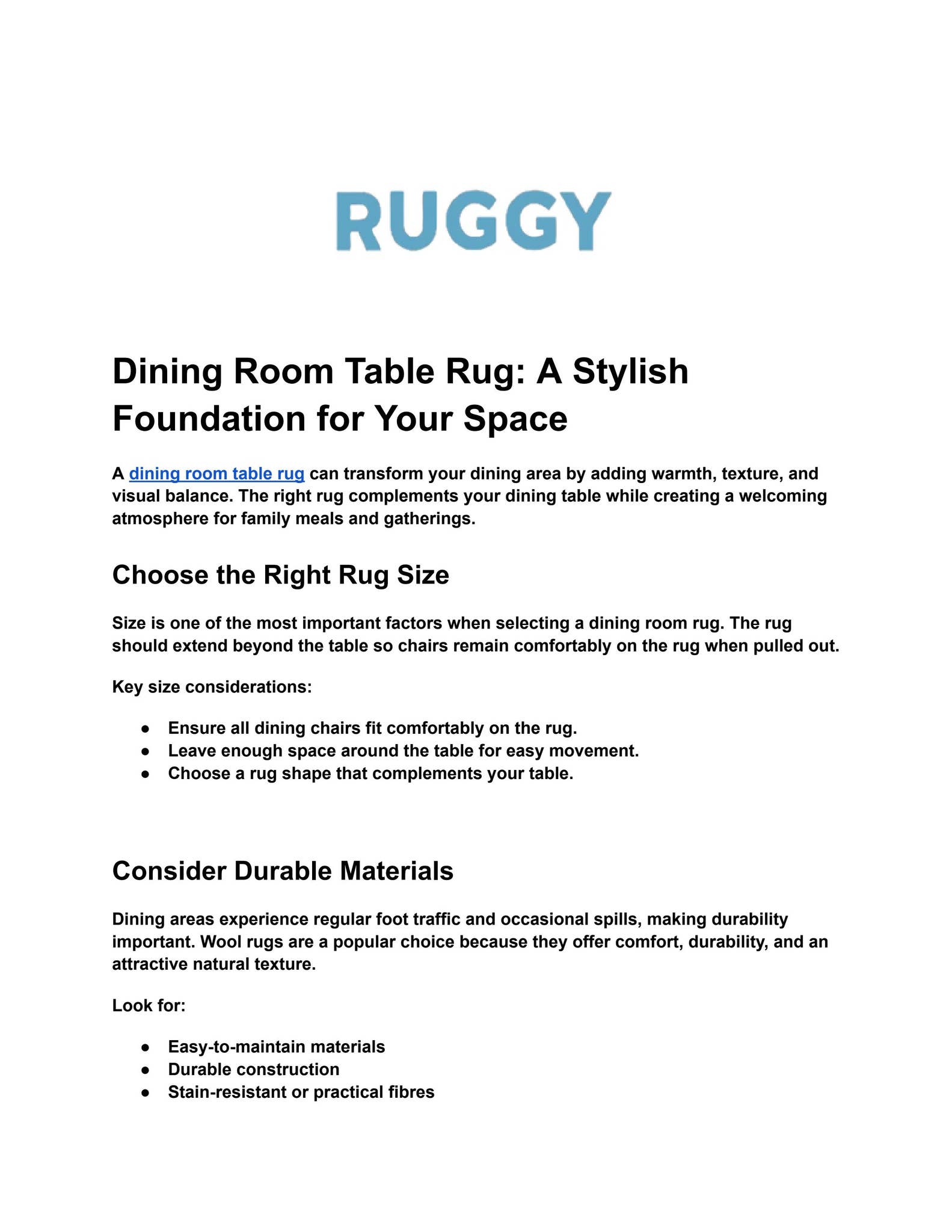 Dining Room Table Rug: A Stylish Foundation for Your Space by ruggy_ - Issuu