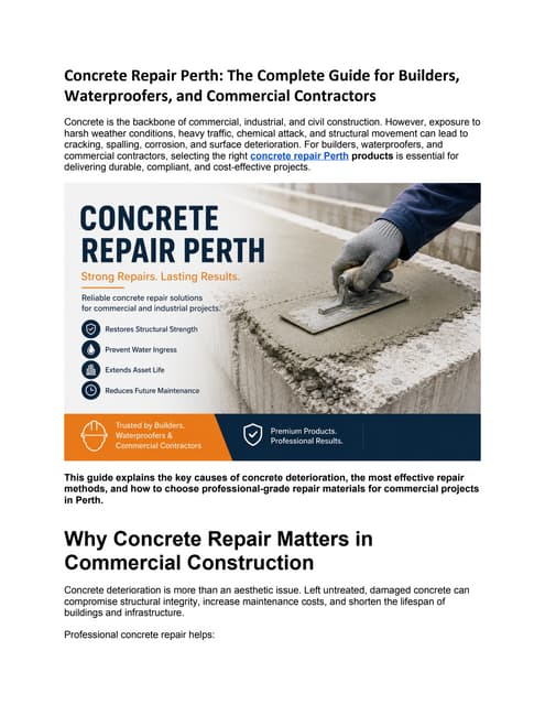 Concrete Repair Perth | Guide for Builders & Contractors | Allduro | DOCX